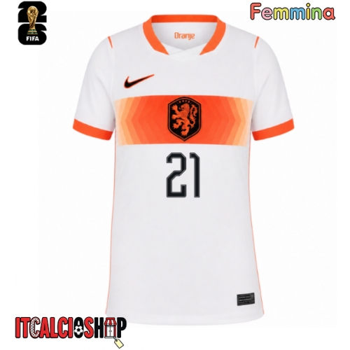 Paesi Bassi Frenkie de Jong #21 Seconda Maglia Femmina Mondiali 2026 Manica Corta